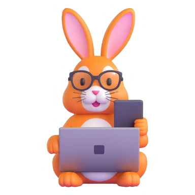 bunny with a laptop sticker