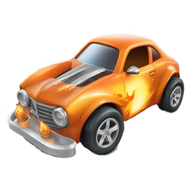 orange hot wheels car with flame and SOFY written on it. driven by a rat sticker