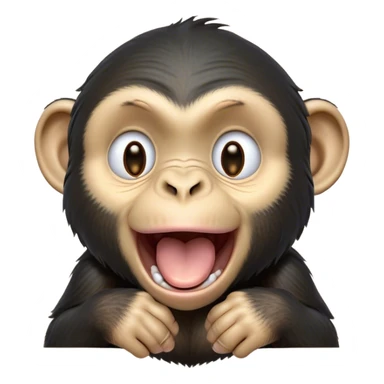Cinematic Cute Yawning Chimpanzee Portrait Emoji, Head tilted slightly with a dramatic, wide-open yawn, showcasing a gently textured face with half-closed, drowsy eyes and an open, relaxed expression, Simplified yet irresistibly adorable features, highly detailed, glowing with a soft, cozy glow, high shine, relaxed yet expressive, stylized with a dash of whimsical primate charm, soft glowing outline, capturing the essence of a drowsy yet affectionate guardian that seems ready to stretch out for a nap! sticker