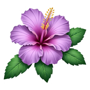 single lilac hibiscus blossom with 6 branch  facing left in png form  sticker