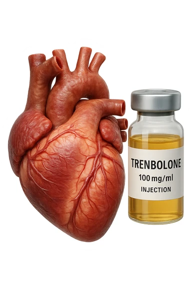 cuore umano anatomico con FIala MEDICa DI Trenbolone che gli FLUTTUA dietro, iperrealistico 4k, isolato su sfondo bianco, iperrealistico 4k, isolato su sfondo bianco sticker