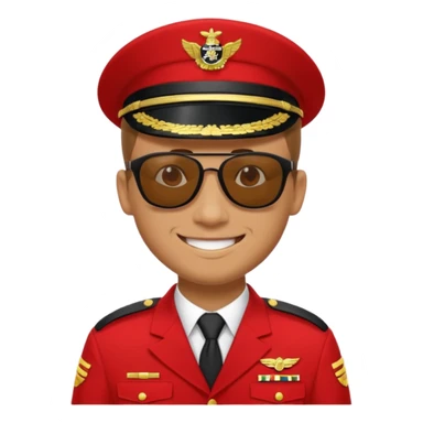 Smiling military man with sunglasses in red uniform sticker