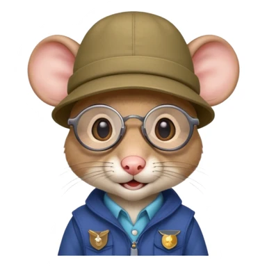 humaniod mice with a scout hat with glasses sticker