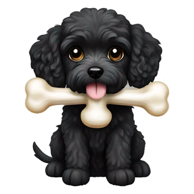 Maltipoo black dog eating bone sticker