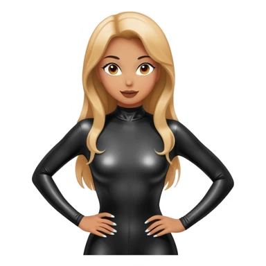 full-length girl wearing a shiny tight latex bodysuit, fashionable pose sticker