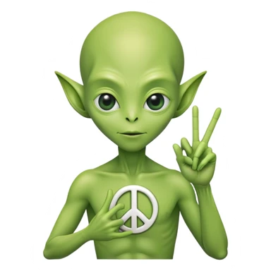 green alien holding peace sign sticker