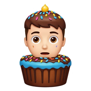 cake with a man hiding inside sticker