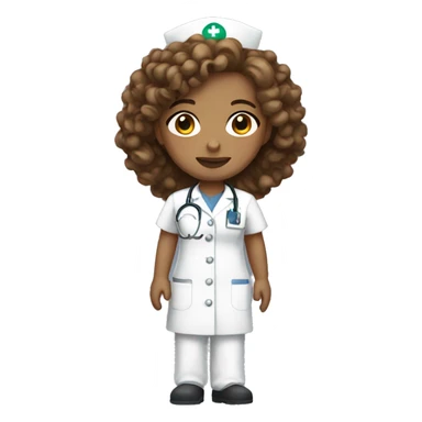 Light skin nurse with curly brown hair sticker