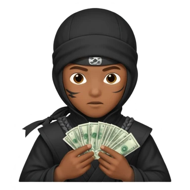 Niño ninja con dinero sticker