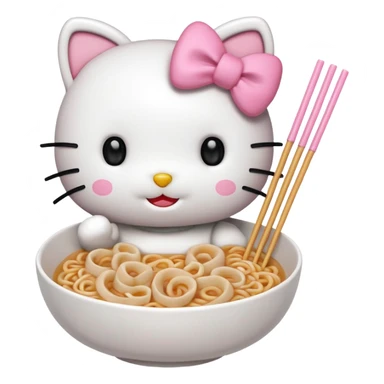 Hello Kitty eating udon noodles sticker