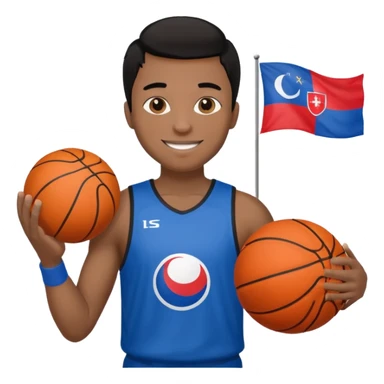 light black skin guy black hair in one hand basketball ball and in other 🇸🇮  sticker
