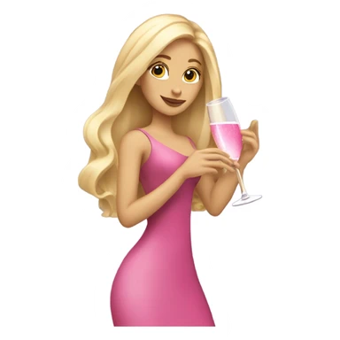 Pretty blonde lady with long hair drinking pink champagne sticker