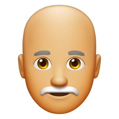 A middle-age man with a orange beard and a bald head sticker