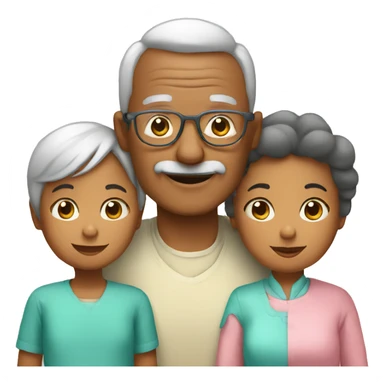 grandpa and grandma and child sticker