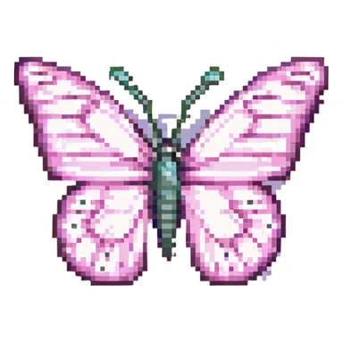 pink butterfly in pixel art style sticker