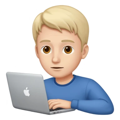 man looking at laptopm sticker
