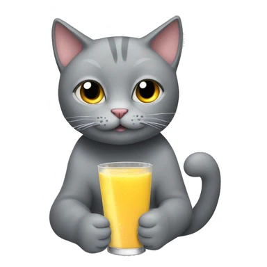 Grey Cat drinking juice sticker