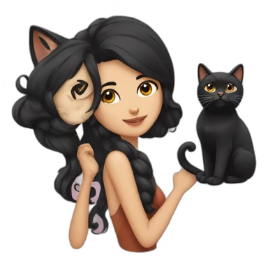 Persian woman with black hair and a cat sticker