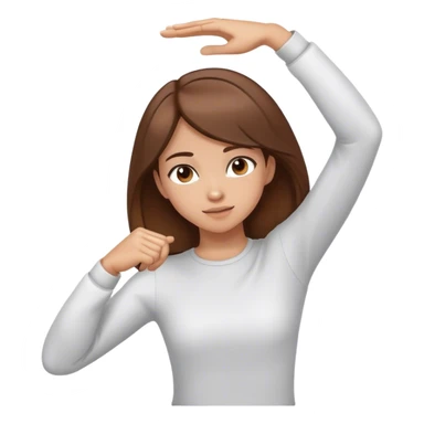 Girl with brown hair and her arms in dab pose sticker