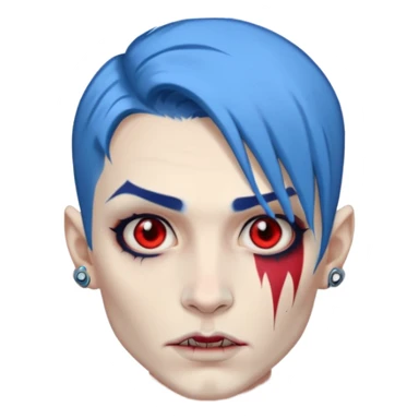 wampire with blue hair and face tattoed sticker