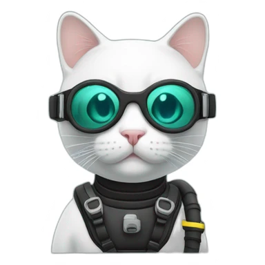 scuba diver white cat sticker