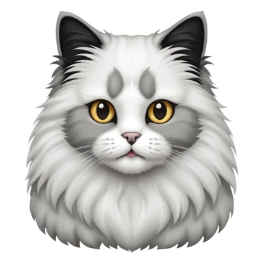 Fluffy cat long hair black and white goatee sticker