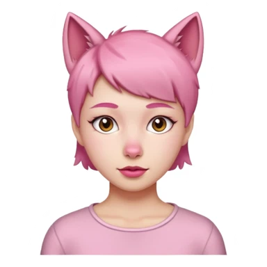 Girl with short hair and pink wolf cut sticker