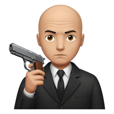 bald hitman with pistol sticker