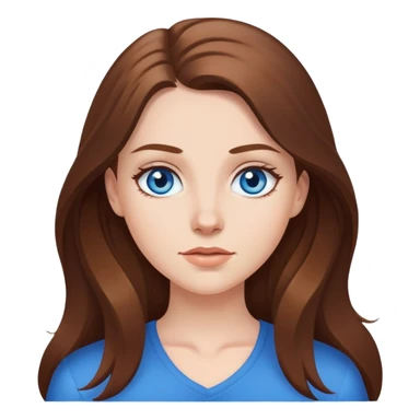 white girl long brown hair blue eyes sticker