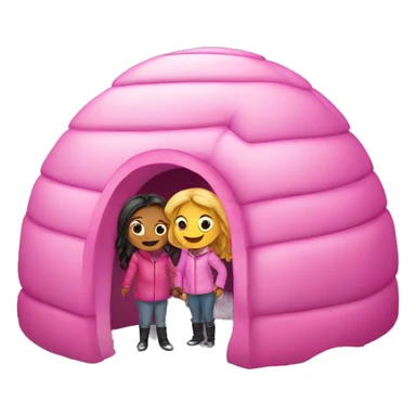 Pink igloo with girls  sticker