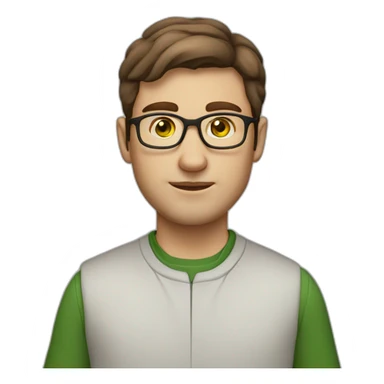 guy with glasses, brown-haired ecologist, thick eyebrows green eyes sticker