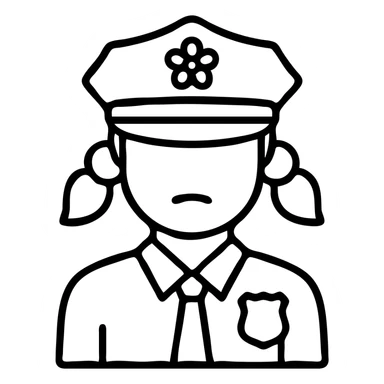 enforcer with girly details, minimal, outlined icon style sticker