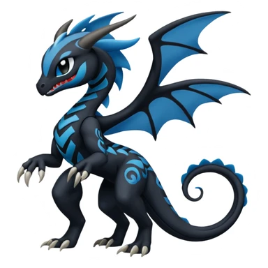 Black and Blue Meloetta-Venom-Stitch-Zekrom-Salandit-fusion, full body, tribal markings  sticker