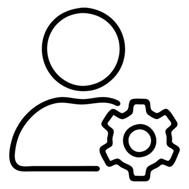 user management icon with single user, outlined, 24 by 24 px, 1 px stroke sticker