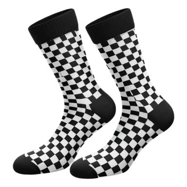 two pairs of black and white checkered socks, simple, clear checkered pattern sticker