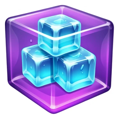 glowing ice cube, neon cyan highlights, purple neon accents. sticker