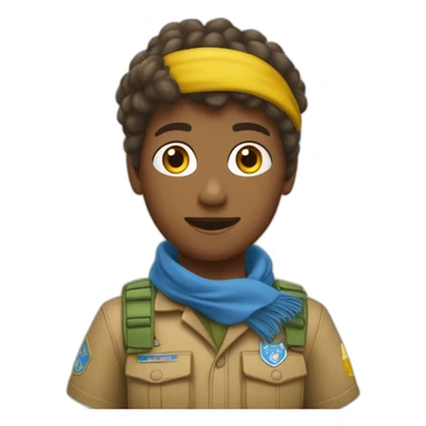 Un scout unitaire de France qui a les cheveux marrons la peau blanche et un foulard mixé jaune et bleu  sticker