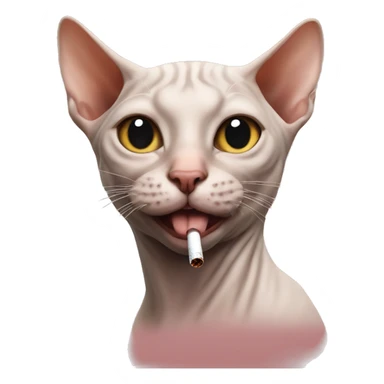 Hairless cat with a cigarette in mouth  sticker