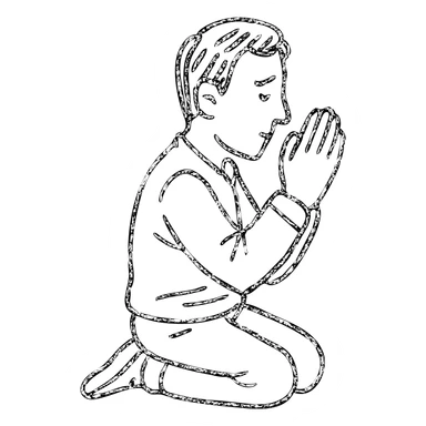 hand-drawn outlined icon of a man praying sticker