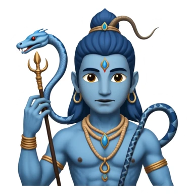 Mahadev real god  shiv not like cartoon  blue body and trishul and and had damru and nack around sanke  sticker