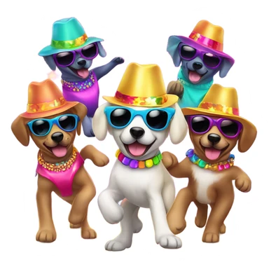 Puppies at a disco sticker
