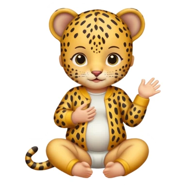 human baby with leopard patterned clothes sticker