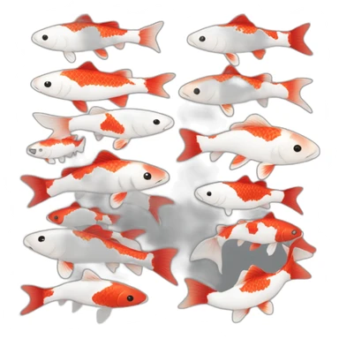 Emoji red and white and black koi sticker