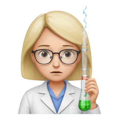 Frowns with Glasses,  Angry Scientist: Lab coat, thin glasses, holding test tube, upset expression
 sticker