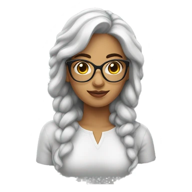 Mujer latina blanca con pelo negro lacio y corto y lentes  sticker