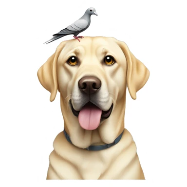 Yellow lab with a pigeon on its head sticker