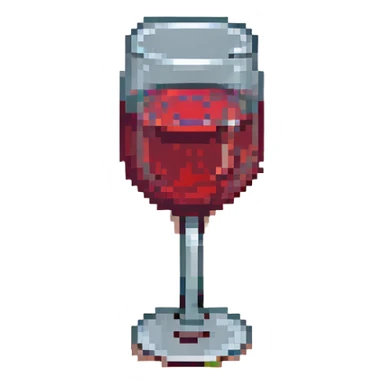 a glass of red wine, pixel art style sticker