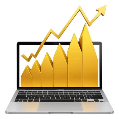 golden increasing chart on mac book screen sticker