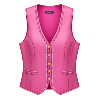 a stylish women’s vest, sleeveless, elegant and decorative design, in a bright pink color with small cute details, feminine and fancy look, no background, ONLY VEST sticker