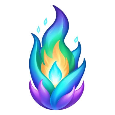 Shiny epic iridescent green blue and purple flame sticker